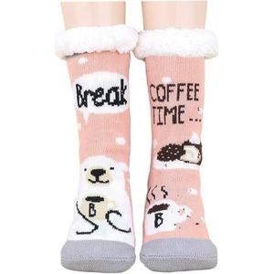 NyxSeat 1 paar roze ijsberensokken, warme wintersokken, pantoffels voor binnen, pluizige damessokken, een leuk cadeau voor familie of vrienden., roze, 39 EU