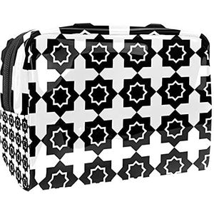 Waterdichte cosmetische tassen, Rode abstracte geometrische patroon reizen cosmetische tassen, multifunctionele draagbare make-up tassen, reizen cosmetische tas organizer voor vrouwen