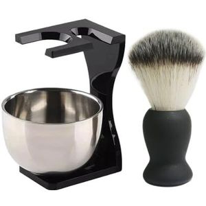 ERQIAO Professionele Mannen Baard Scheren Borstel Set Rvs Kom Stand Snor Facial Cleaning Tool