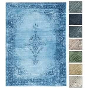 Kelim Vintage Tapijt Woonkamer Jeans Blauw 230 X 320 cm, Modern Laagpolig Vloerkleed, Superzacht, Machinewasbaar