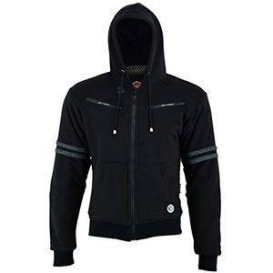 Motorjas met capuchon voor heren - Beschermende Aramid-hoodie met bescherming (EN 1621-1) - Grijs Zwart - Texpeed - 3XL