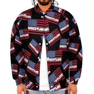Wrestling USA Flag Grappige mannen Baseball Jacket Gedrukt Jas Zachte Sweatshirt Voor Lente Herfst