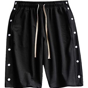 Super cool Aanpasbare korte broek for na de operatie Afscheurbare korte broek for heren met drukknopen aan de zijkant for jongeren (Color : zwart, Size : 3XL-3XLarge)