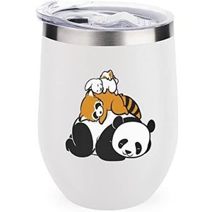 Comfy Bed Panda Wasbeer Konijn Hamster Geïsoleerde Tumbler met Deksel Leuke Roestvrijstalen Koffiemok Duurzame Thee Cup Reismok Wit-Stijl