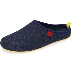 Andrés Machado - Sloffen Jongens/Meisjes - DYNAMIC - unisex pantoffels - wol en vilt/uitneembare binnenzool - Marineblauw/geel, EU 40