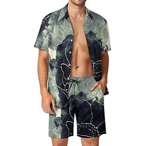 Aquarel Bloem Hawaiiaanse Sets voor Mannen Button Down Korte Mouw Trainingspak Strand Outfits 2XL