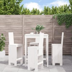 DIGBYS Meubels-sets-5-delige tuinbar set wit massief hout grenen
