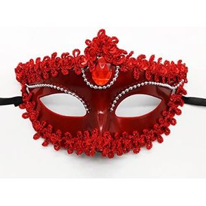 Feestmasker, Maskerademasker Maskers, Metalen Maskerademasker for Vrouwen Feestmaskers Halloween Dames Maskeradebal(Red)