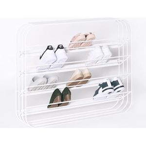 MYWIRE® Elegant metalen schoenenrek ALVIER - ruimtebesparend schoenenrek voor hal en entree, 4 niveaus voor maximaal 20 paar schoenen, metaal, voorgemonteerd, 100 cm breed - verkeerswit