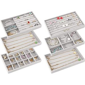 talifoca Sieradendienblad, 6 stuks, sieradenorganizer, stapelbaar, sieradeninzet voor laden, lade-inzetstuk voor halskettingen, armbanden, oorbellen, ringen, horloges
