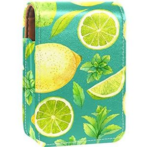 Make-up Lipstick Case Voor Buiten Franse Patat Blauw Draagbare Lipstick Organizer Met Spiegel Dames Mini Make-up Tas Neemt Tot 3 Lipstick, Veelkleurig-4, 9.5x2x7 cm/3.7x0.8x2.7 in