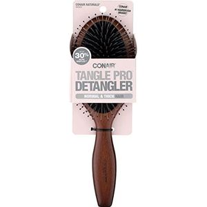 Conair, Tangle Pro Detangler, Normal & Thick Hair, Wood Cushion Hair Brush, 1 Brush