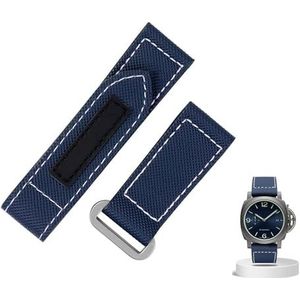 dayeer Nylon Canvas Band Voor Panerai Lumino PAM01118 01661 Zwart Blauw Horlogeband Armband 24mm (Color : 25-12mm, Size : 24mm)