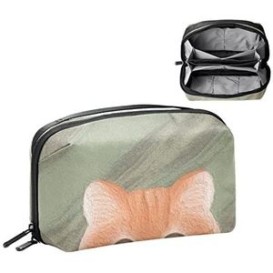 Make-uptas Draagbare make-uptas,textuur achtergrond kat,Make-uptas voor op reis voor dames met handvat