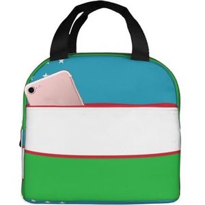 SUUNNY Vlag van de Republiek Oezbekistan Print geïsoleerde lunchtas draagtas,Warmte bewaren Lunchbox Koelere thermische tas voor werk