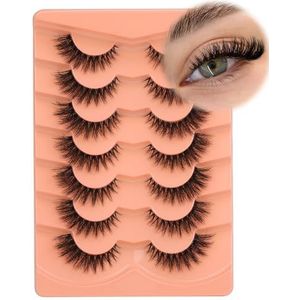 Wimpers Natuurlijke Clear Band Wimpers Cat Eye Wispy Faux Mink Washes 16MM 3D Pluizige Nep Wimper 7 paar Pack door