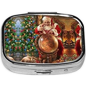 Santa Claus Vierkante Pil Box, Pil Dispenser Box Kabeljauw Lever Olie Doos Vitamine Pil Doos Patiënt Pil Box