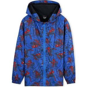 Marvel Jongens waterdichte jas Avengers Spiderman jas met capuchon fleece voering regenjas voor jongens tieners 4-14 jaar, Blauwe Spiderman, 4-5T