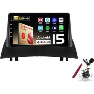 Android 15 Autoradio Sat Navi voor R-enault Megane 2 (2002-2009) 9 Inch Touchscreen Multimedia Speler met Draadloze Carplay GPS Navigatie FM RDS Bluetooth 5G-WiFi SWC DSP,M100s