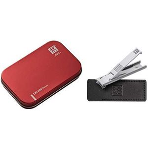Zwilling TWIN® S nagelknipper leren hoes + aluminium doos rood + geschenkverpakking