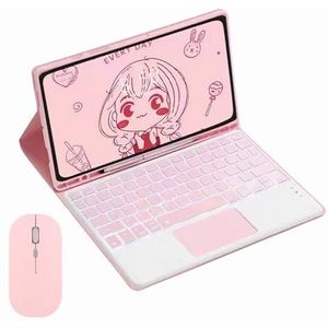 GUPENAA Toetsenbordhoes voor iPad Air 13-inch (M2) 2024, 7 Kleuren Achtergrondverlichting, Magnetisch Afneembaar Draadloos Bluetooth-Toetsenbord met Muis,Roze