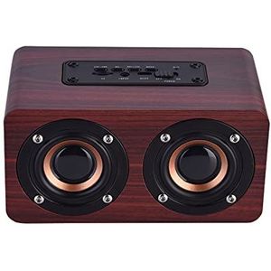 Houten bluetooth speaker, retro stereo bas subwoofer draadloze bluetooth speaker mini draagbare outdoor audio (rood hout)