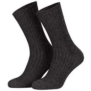 Piarini 3 - 6 - 12 paar Noorse sokken, robuuste wol voor heren, werksokken met badstofzool, warme wintersokken van schapenwol in grijs/antraciet 39-42, 43-46, 47-50, antraciet, 47/50 EU