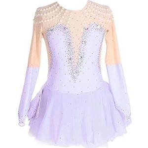 Purper,11/13,PONNYC Handgemaakte Kunstschaatsjurk Voor Meisjes Ritmische Gymnastiekpakjes Met Hoge Elasticiteit Schaatsrok Met Glanzende Strass Steentjes Ballet Kostuums Voor Voorstellingen