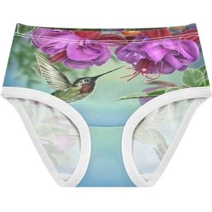YOUJUNER Meisjesondergoed Kolibrie Vogel Bloem Peuter Slipje Katoenen Broek Kleine Meisjes Slips Comfort Kids Onderbroek, Meerkleurig, 8 jaar