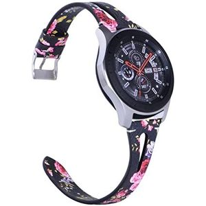 Leather Strap Compatible With Galaxy Watch 42mm 46mm Bands Genuine Leather Wristband Replacement Compatible With Galaxy Watch Active Galaxy (Color : BlackPink, Size : 22mm)