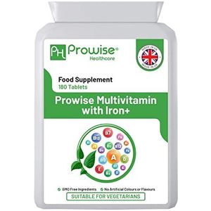 Multivitamine en ijzer 180 tabletten (dosis van 6 maanden) Immuunondersteuning - VK vervaardigd Geschikt voor vegetariërs door Prowise Healthcare