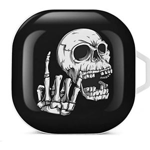 Rock 'N Roll Skull Oordopjes Hoesje Compatibel met Samsung Hard Shell Beschermhoes Wit-Stijl