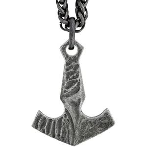 Viking Thor's Hammer Mjolnir Hanger Ketting - Heren Dames Scandinavische Vintage Metalen Odin Amulet Met Tarweketting - Middeleeuwse Mode Hiphop Heidense Sieraden Met Houten Kist