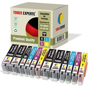TONER EXPERTE® Set van 12 Inktpatronen Compatibel met PGI-580XXL CLI-581XXL PGI-580 CLI-581 XXL voor Pixma TS6150 TS6151 TS6250 TS6351 TS705 TR7550 TS8150 TS8151 TS8152 TS8250 TS8351 TS8352 TR8550 TS9150 TS9155