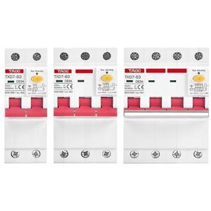 Driefasige RCD 3P 4P stroomonderbreker, lekbescherming, 15mA 30mA RCBO 20A 25A 40A 80amp 230 400V Volt, smalle automatische trigger (kleur: 32A 30MA, maat: 4P)