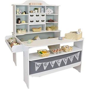 Roba Koopwinkel Macaron Mint-wit van hout - grote winkel voor kinderen - marktstand