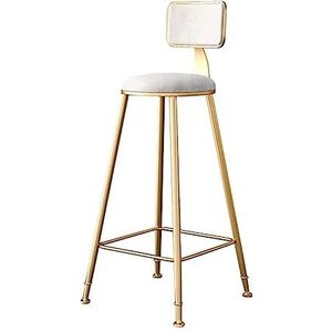 Barkrukken Moderne Fluwelen Barkruk Hoge Kruk Met Rugleuning Voor Aanrechthoogte Barstoelen Ontbijt Voetensteun Barstoel Bistrokruk (Color : A, Size : Sitting Height 65cm)