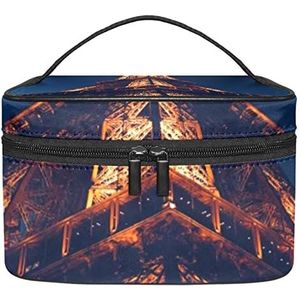 Make-up Organizer Bag, Reizen Make-up Tas Organizer Case Draagbare Cosmetische Tas voor Vrouwen en Meisjes Toiletartikelen Eiffeltoren Parijs, Meerkleurig, 22.5x15x13.8cm/8.9x5.9x5.4in