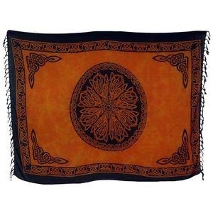 Guru-Shop, Bali Sarong, Wand- en Wikkelrok, Sarong-jurk, Keltisch Oranje, Synthetisch, Size:One Size, 160x100 cm, Sarongs, Strandlakens