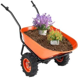 VEVOR Elektrische kruiwagen, 2 wielen, gemotoriseerde tuinwagen, 500 W, metalen handgreep, breed wiel, 40 cm, 260 kg, gebruikswagen, eenvoudig opladen voor boerderij, gazon, buiten, tuinieren,
