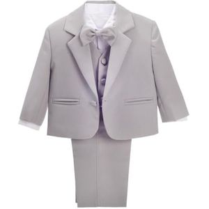 Lito Angels Baby Jongen Formele Jurk Pak 5 Stuks Set Smoking Grijs, Maat 86 (Leeftijd 12-18 Maanden) (Markeringsnummer 1)
