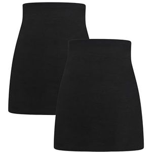 Herzmutter Long Belly Band Tube - Rugwarmer Nierwarmer - Set van 2 - Katoen Zwangerschaps buikband Shirt Extension - Zwart Wit Grijs Blauw - 6350 (Zwart/Zwart, L)