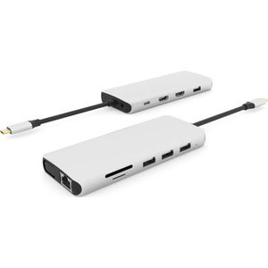 eSTUFF - USB-C 12-in-1 Mobile Dock - Docking Station - Grijs - 12 Havens, 5000 Mbit/s, HDMI 4096 x 2160