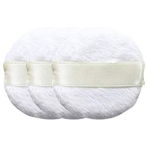 Lurrose Witte zachte pluche poederkwast, wollige poederkwast, met band voor lichaam en gezicht (3 stuks)