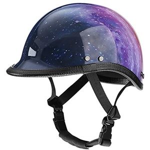 Motorhelm met laag profiel, DOT-gecertificeerde heren en dames Retro Skull Cap-stijl Open halve helm voor scooter Street Cruiser Moped Chopper Decoration