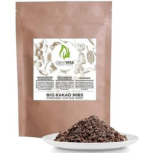 Biologische cacaonibs, 800 g, rauw voedsel cacao nibs ideaal als topping, natuurproduct zonder toevoegingen uit Peru/GreatVita