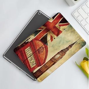 CONERY Hoesje compatibel iPad 10.2 inch (9e/8e/7e generatie) Londen, vintage stijl symbolen van Londen met nationale vlag UK Groot-Brittannië oude klokkentoren decor, slanke slimme magnetische hoes