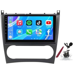 Android 14 Autoradio Stereo voor B-enz C-Klasse W203 (2004-2011) 9-inch Touchscreen Multimedia Speler met Draadloze Carplay GPS Navigatie FM RDS Bluetooth 5G-WiFi SWC DSP,M120s
