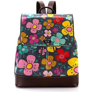 Gepersonaliseerde schooltassen boekentassen voor tiener kleurrijke bloemen patroon, Meerkleurig, 27x12.3x32cm, Rugzak Rugzakken