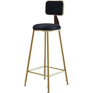 Ontbijt Barkrukken Fluwelen Barkruk Keuken Barstoel Ontbijt Voetensteun Rug Hoogte Rond Zitkussen Bistro Counter Bar Counter Cafe Keuken Barstoelen(Black,Sitting Height 65cm)